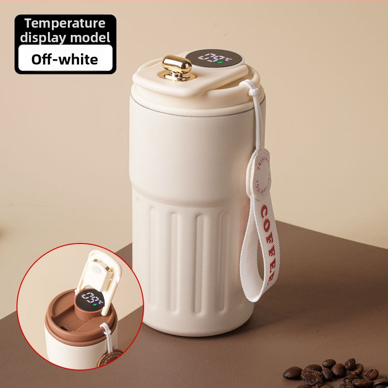 Termoska na kávu so smart senzorom teploty, vakuová izolácia, vnútorný 316 nerezovej ocele, prenosná so šnúrkou