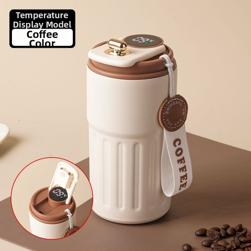 Termoska na kávu so smart senzorom teploty, vakuová izolácia, vnútorný 316 nerezovej ocele, prenosná so šnúrkou