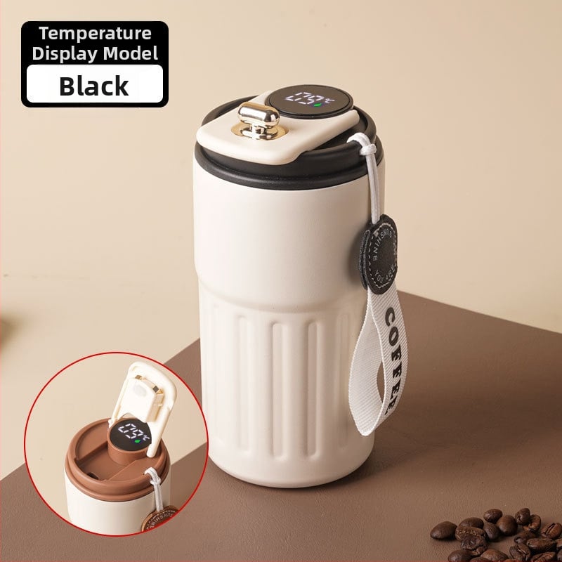 Termoska na kávu so smart senzorom teploty, vakuová izolácia, vnútorný 316 nerezovej ocele, prenosná so šnúrkou