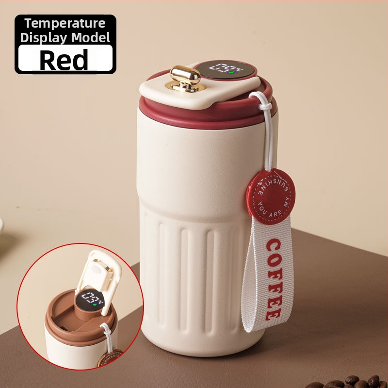 Termoska na kávu so smart senzorom teploty, vakuová izolácia, vnútorný 316 nerezovej ocele, prenosná so šnúrkou