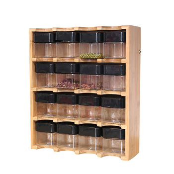 Бамбуков кухненски рафт с 16 отделения за съхранение, мултифункционална поставка за подправки, модерен стил
