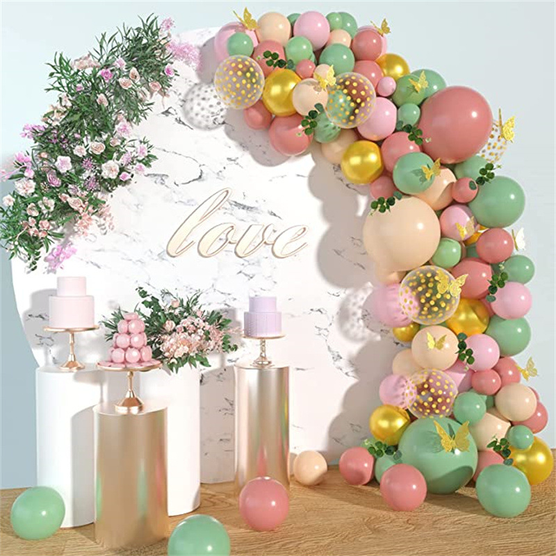 Gumený balónový veniec, kruhový tvar, motýle ozdoby, vhodné pre svadby a narodeninové párty