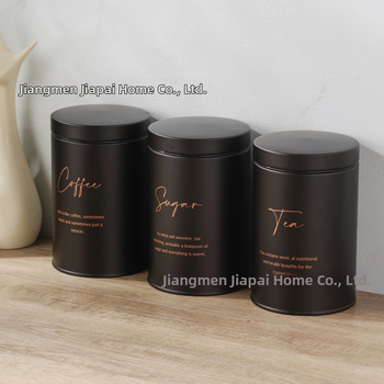 Kruhové pozinkované kovové nádoby na skladovanie — sada 10 kusov, objem 1–2 l, tesnené, na kávové zrná, čaj a cukor