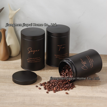 Kruhové pozinkované kovové nádoby na skladovanie — sada 10 kusov, objem 1–2 l, tesnené, na kávové zrná, čaj a cukor