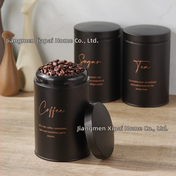 Kruhové pozinkované kovové nádoby na skladovanie — sada 10 kusov, objem 1–2 l, tesnené, na kávové zrná, čaj a cukor