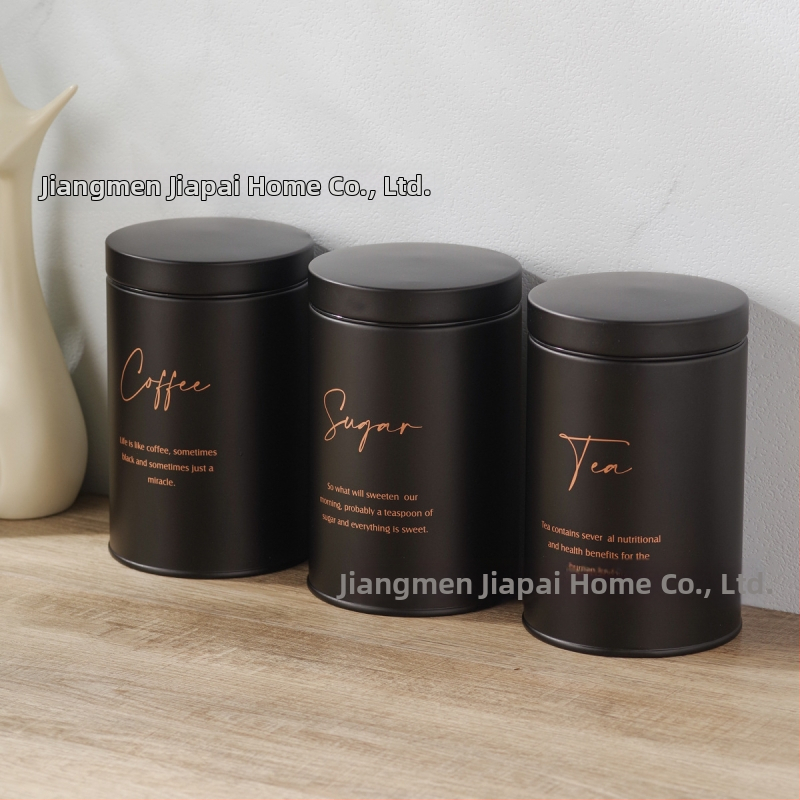 Kruhové pozinkované kovové nádoby na skladovanie — sada 10 kusov, objem 1–2 l, tesnené, na kávové zrná, čaj a cukor