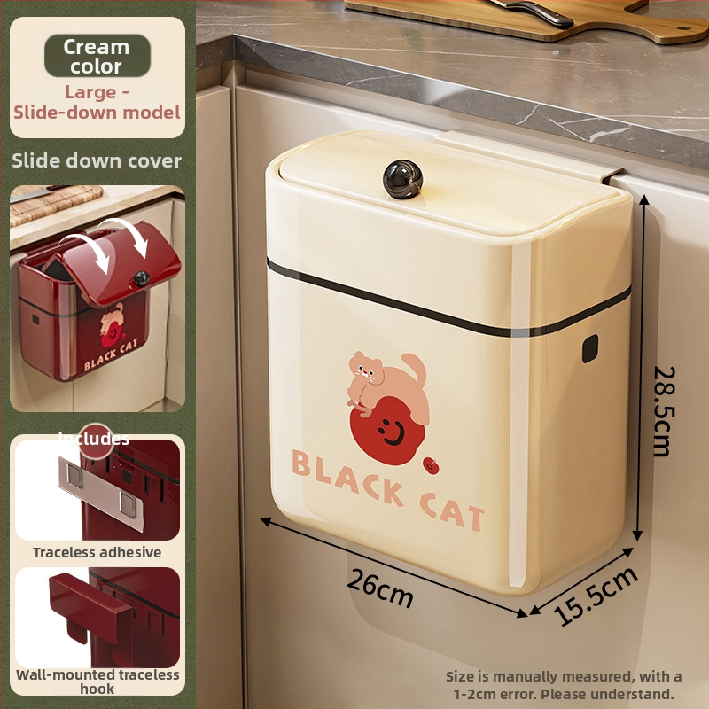 Nástenný štvorcový odpadkový kôš, 5L, plast, s výkyvným vrchnákom, domáce použitie