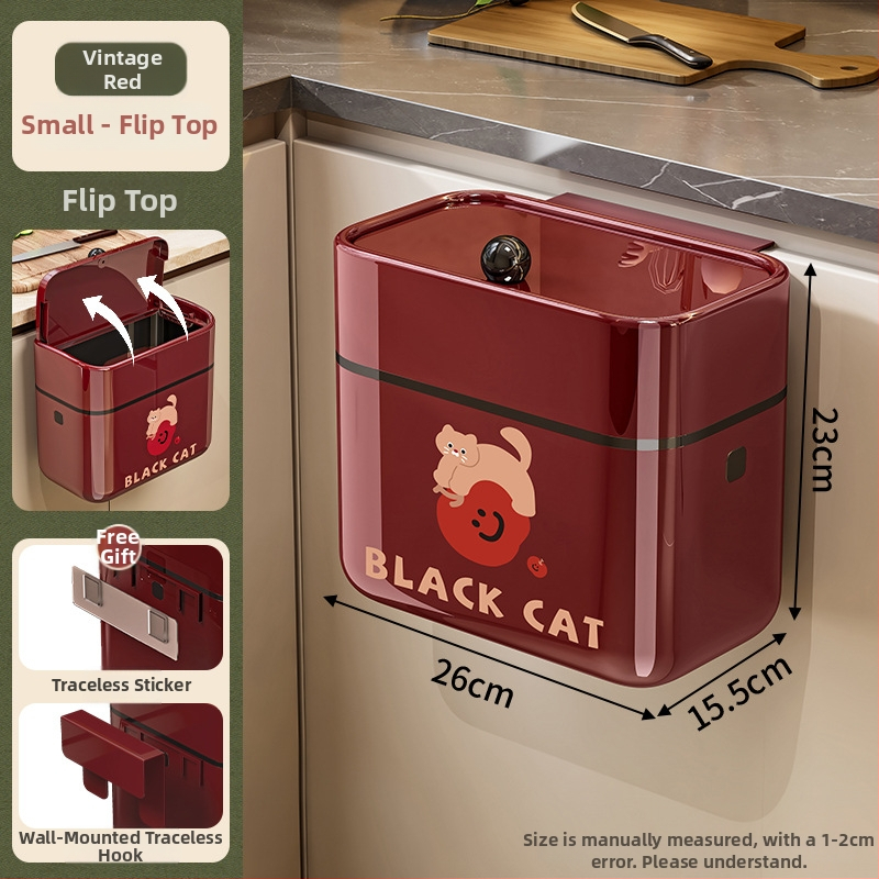 Nástenný štvorcový odpadkový kôš, 5L, plast, s výkyvným vrchnákom, domáce použitie