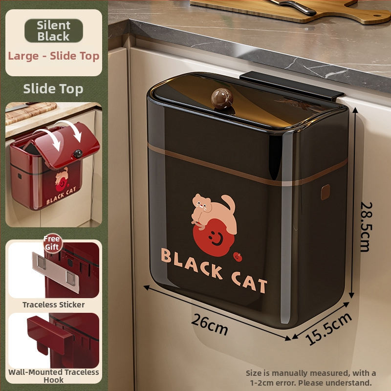 Nástenný štvorcový odpadkový kôš, 5L, plast, s výkyvným vrchnákom, domáce použitie