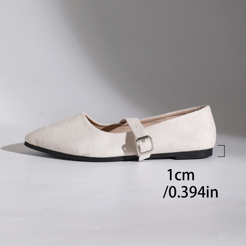 Prancūziško stiliaus Mary Jane bateliai su plokščiu padu, vienu dirželiu su sagtimi, smailus pirštas, drobės viršus, kasdieniai moterų batai