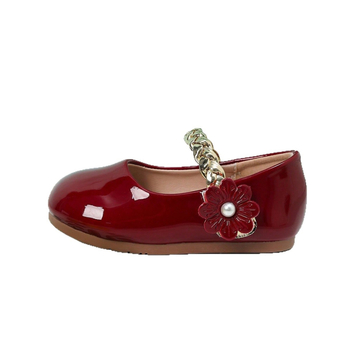 Pantofi balerini fete, design floare țesut, Velcro, partea superioară microfibră, talpă din cauciuc, căptușire PU, finisaj Lacuit