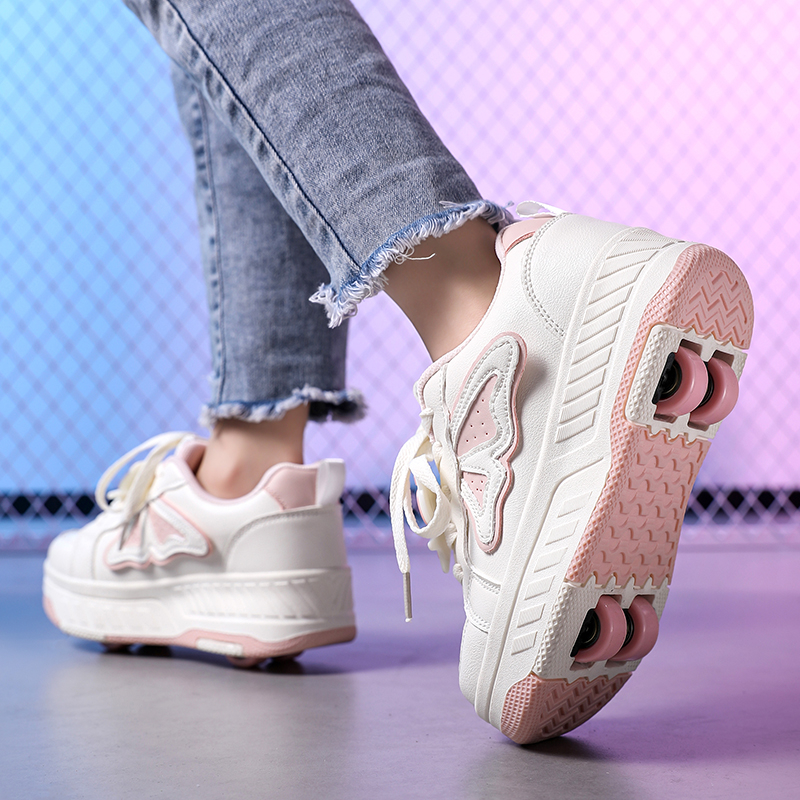 Detské Heelys topánky, štyri kolieska, odnímateľné inline korčule, model A-6, PU kolieska, dvojradové