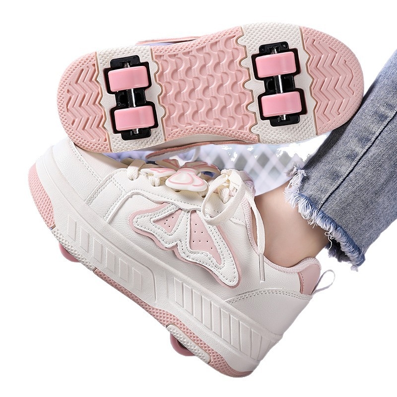 Detské Heelys topánky, štyri kolieska, odnímateľné inline korčule, model A-6, PU kolieska, dvojradové