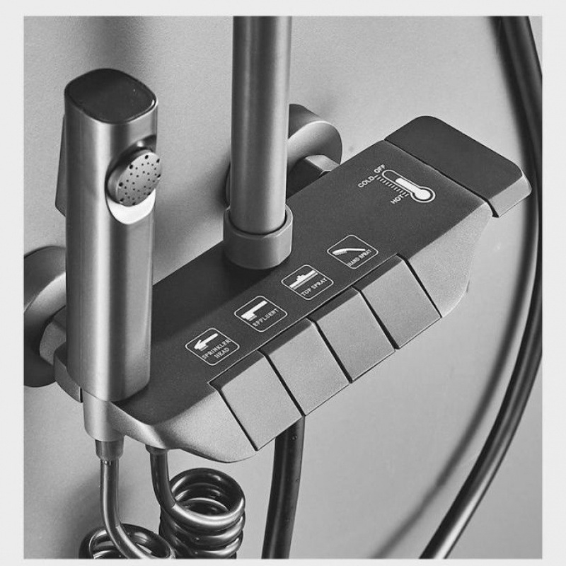 Úplne medený sprchový systém – európsky severský štýl, moderný minimalistický kúpeľný set, Yin Hui, Watermark certifikát