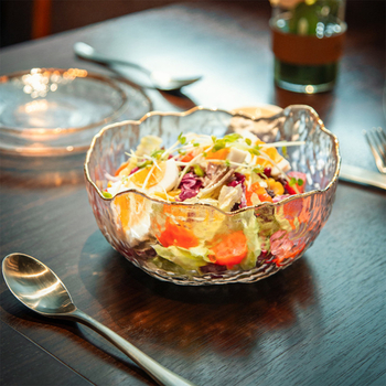 Sklenená misa na šalát, japonský štýl, nepravidelný tvar, jednodielna konštrukcia, mikrovlnná rúra nie je vhodná