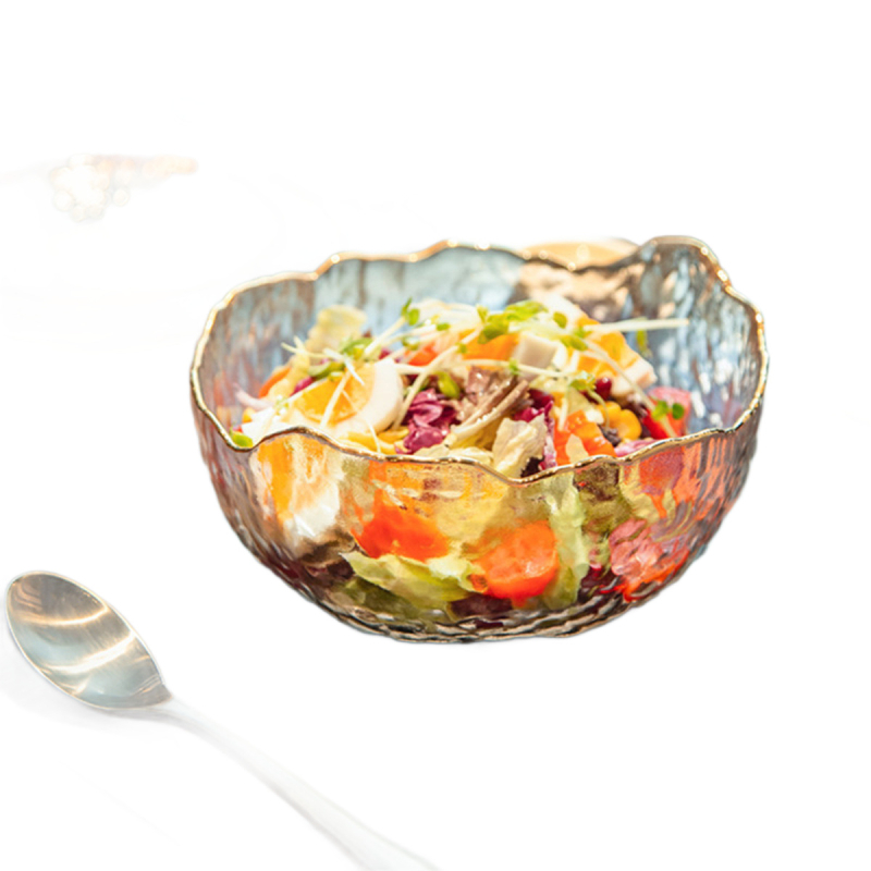 Sklenená misa na šalát, japonský štýl, nepravidelný tvar, jednodielna konštrukcia, mikrovlnná rúra nie je vhodná
