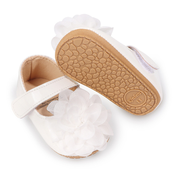 Batoľacie topánky s dizajnom princeznej, čipkované kvietky, priedušné, protisklzová podrážka, zapínanie na suchý zips, pre 6–12 mesiacov