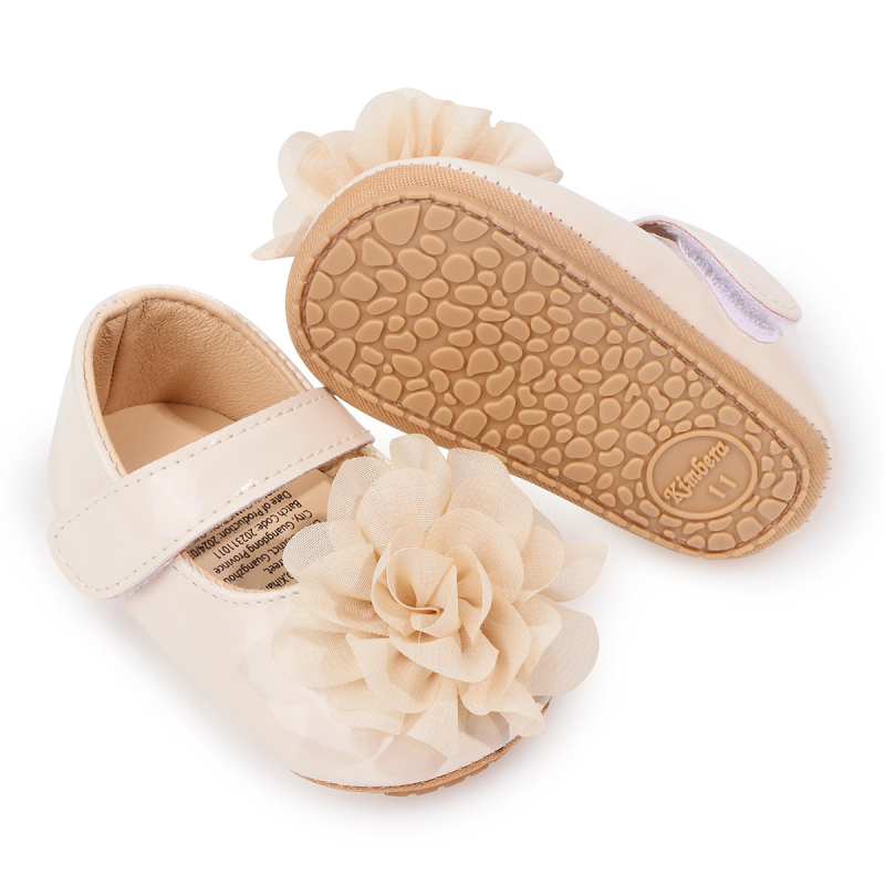 Batoľacie topánky s dizajnom princeznej, čipkované kvietky, priedušné, protisklzová podrážka, zapínanie na suchý zips, pre 6–12 mesiacov