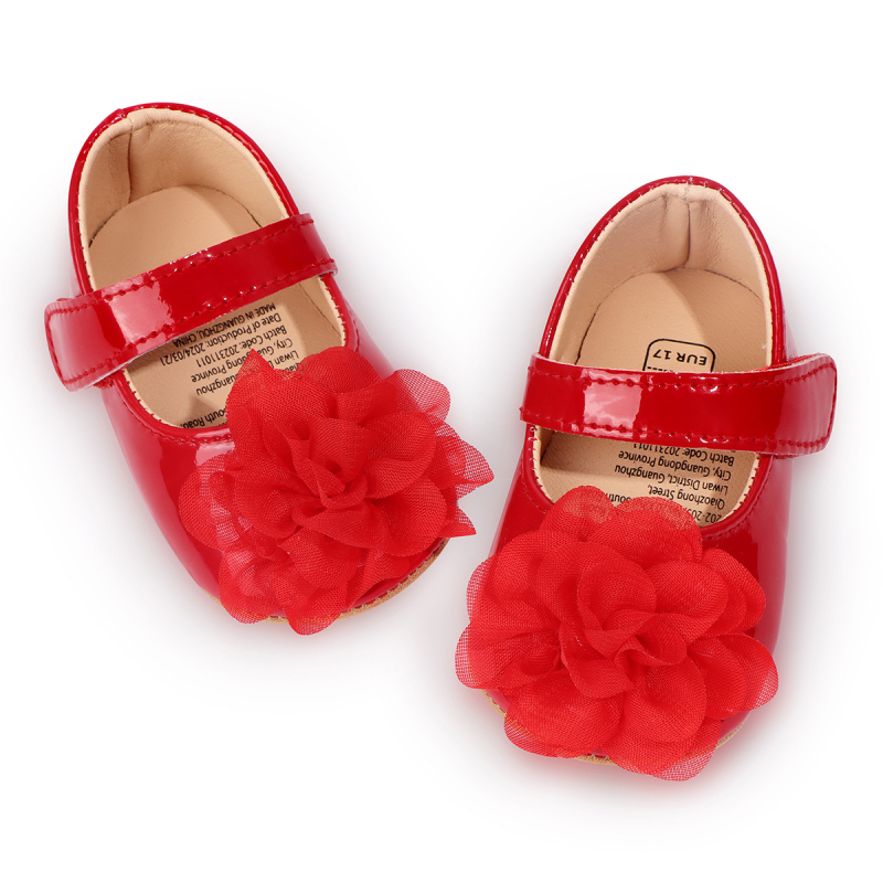 Batoľacie topánky s dizajnom princeznej, čipkované kvietky, priedušné, protisklzová podrážka, zapínanie na suchý zips, pre 6–12 mesiacov