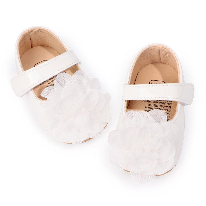 Batoľacie topánky s dizajnom princeznej, čipkované kvietky, priedušné, protisklzová podrážka, zapínanie na suchý zips, pre 6–12 mesiacov