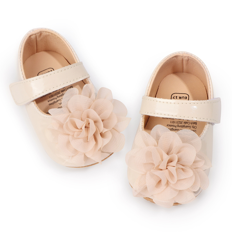 Batoľacie topánky s dizajnom princeznej, čipkované kvietky, priedušné, protisklzová podrážka, zapínanie na suchý zips, pre 6–12 mesiacov