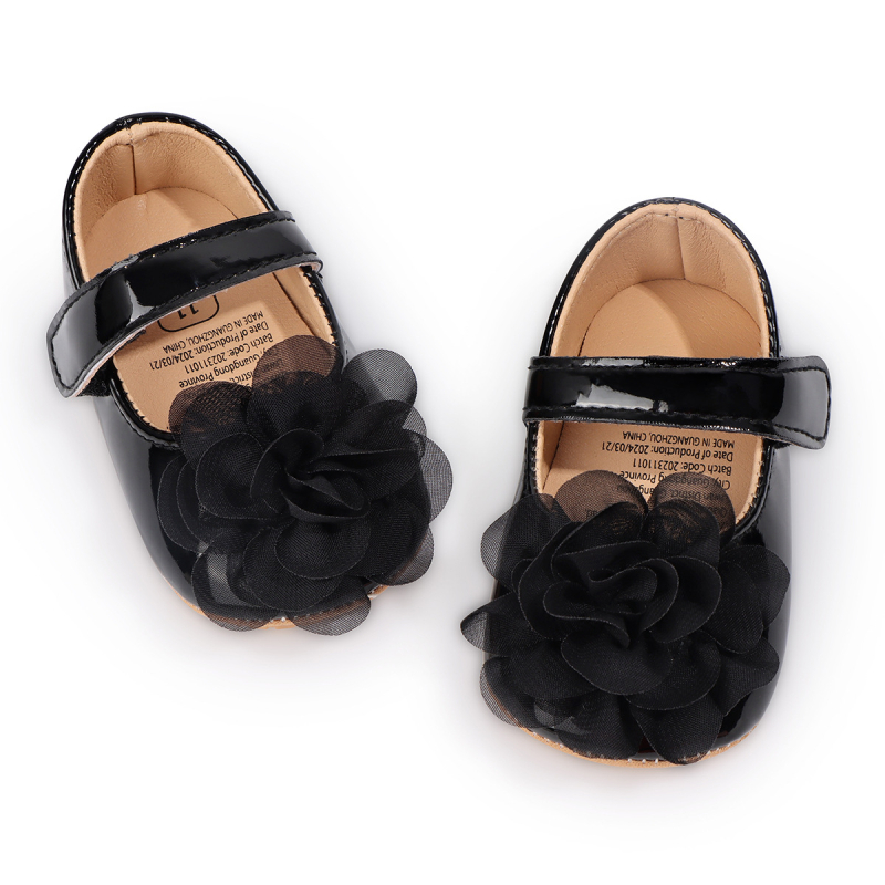 Batoľacie topánky s dizajnom princeznej, čipkované kvietky, priedušné, protisklzová podrážka, zapínanie na suchý zips, pre 6–12 mesiacov