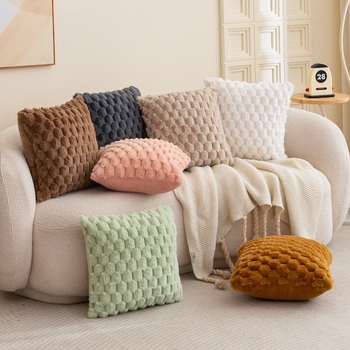 Плюшен калъф за възглавница, солиден модел, модерен минималистичен стил, декор за спалня