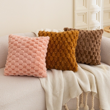 Плюшен калъф за възглавница, солиден модел, модерен минималистичен стил, декор за спалня