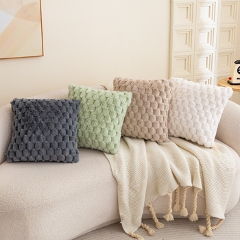 Плюшен калъф за възглавница, солиден модел, модерен минималистичен стил, декор за спалня