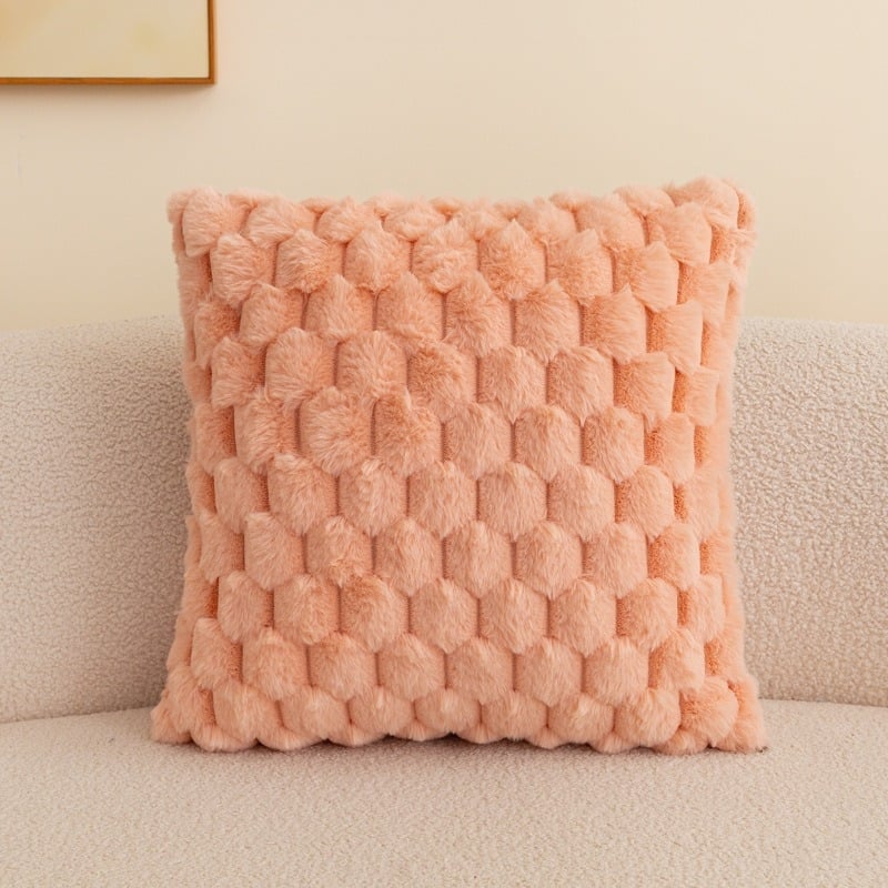 Плюшен калъф за възглавница, солиден модел, модерен минималистичен стил, декор за спалня