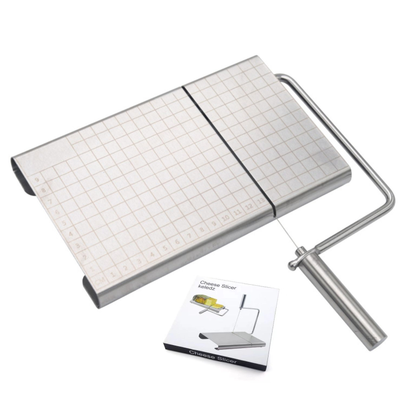 Nerezový krájač na syr so stupnicou – viacfunkčný krájač na syr, maslo a šunku