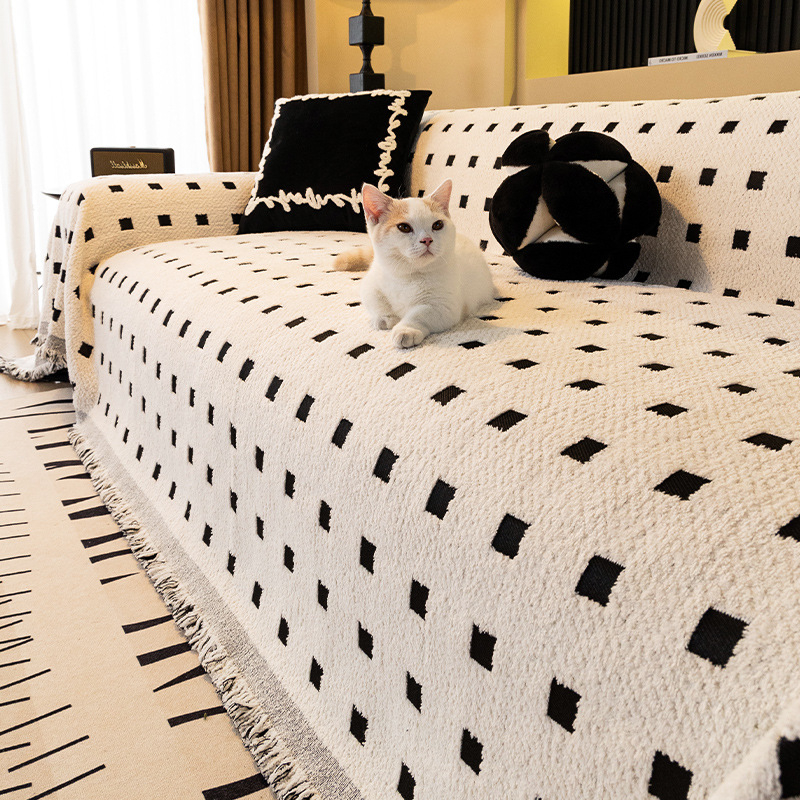 Chenille dīvāna pārklājs, visām sezonām, pretslīdīgs, izturīgs pret kaķu skrāpējumiem