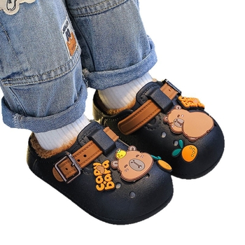 Papuci de interior pentru copii, cu degetul închis – model Cartoon, partea superioară PVC, talpă PVC, antiderapare, iarnă