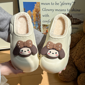 Uždarytų pirštų šlepetės su kailine viduje, vandeniui atspari stora padas, atspari slydimui, vidaus ir lauko naudojimui