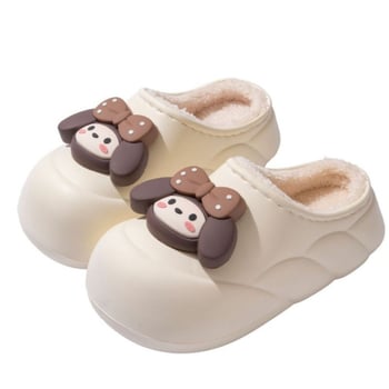 Uždarytų pirštų šlepetės su kailine viduje, vandeniui atspari stora padas, atspari slydimui, vidaus ir lauko naudojimui