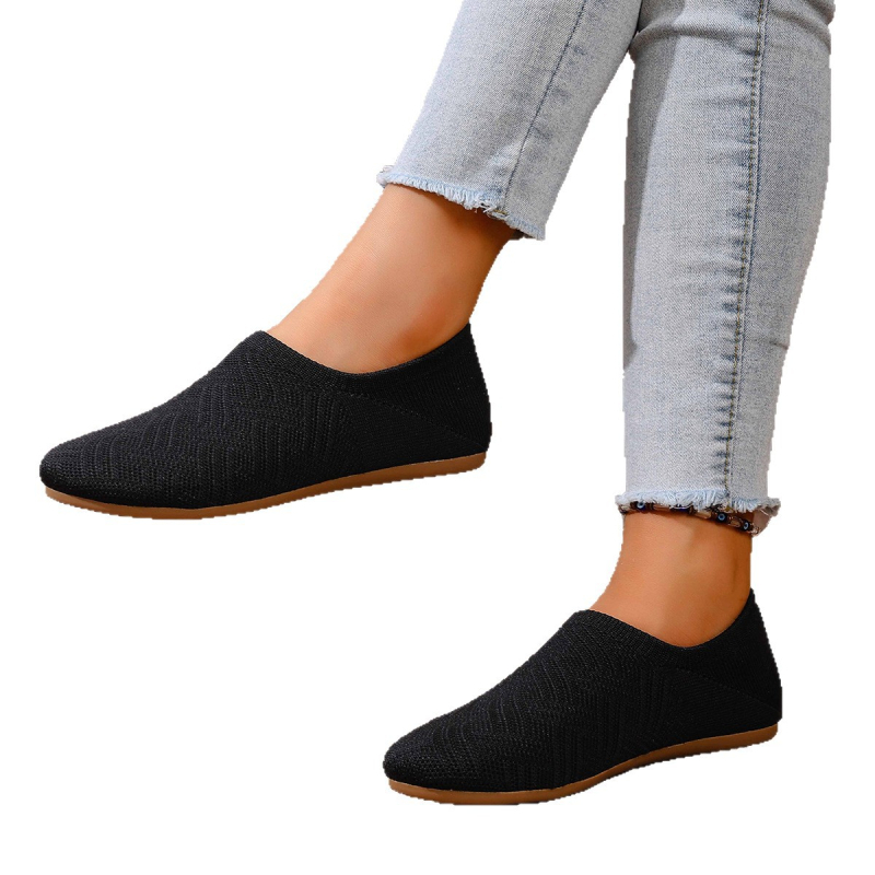 Női textil slip-on cipő gumírozott talppal, alacsony sarok, kerek orr, belső talp ultra-finom rostból
