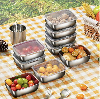 Nerezový lunch box a skladovací kontajner – prenosný, udržiava čerstvosť, s tesnením, jednoduchý moderný dizajn