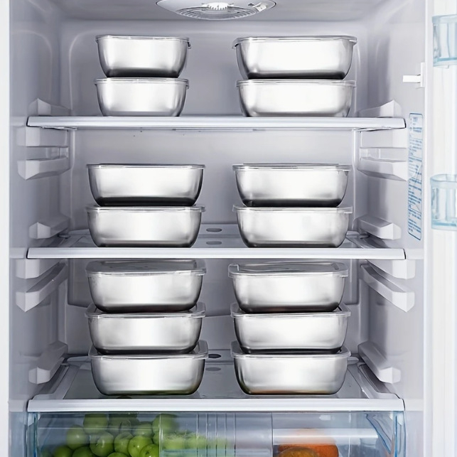 Nerezový lunch box a skladovací kontajner – prenosný, udržiava čerstvosť, s tesnením, jednoduchý moderný dizajn