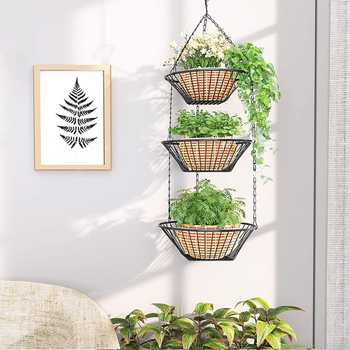 Τριών επιπέδων μεταλλικό καλάθι φρούτων, διάτρητο σχέδιο, αναδιπλούμενο, μοντέρνο μινιμαλιστικό στυλ