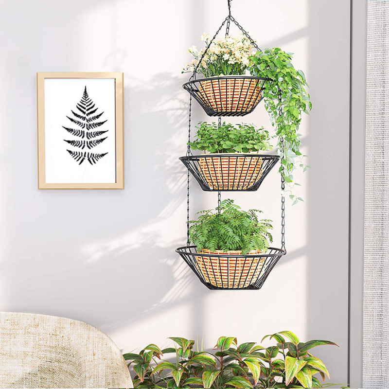 Τριών επιπέδων μεταλλικό καλάθι φρούτων, διάτρητο σχέδιο, αναδιπλούμενο, μοντέρνο μινιμαλιστικό στυλ