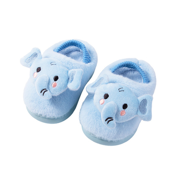 Papuci de casă din bumbac pentru copii, cu bretea pe spate – partea superioară din fleece cald, model cu desene animate, talpă TPR, vârsta 1–6 ani