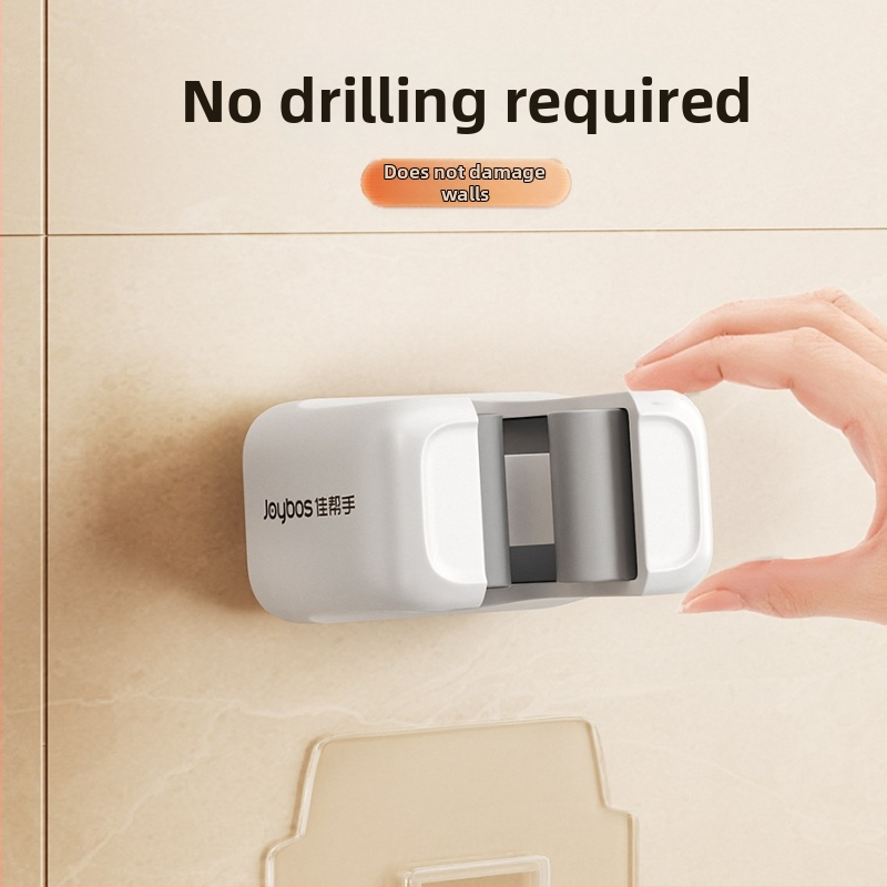 Nástenný držiak na mop s klipom, bez vŕtania, plastový, model JBS-TBKZ-Q21G-JWT