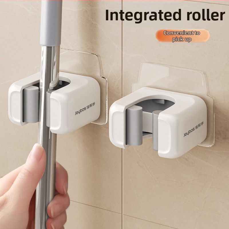 Mop turētājs sienai ar klipu, bez urbumiem, plastmasas, modelis JBS-TBKZ-Q21G-JWT