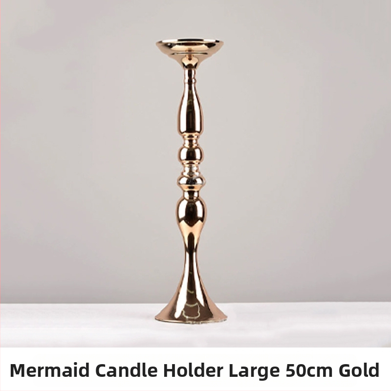 Mermaid Display Stand — zliatina, držiak na sviečky a váza na kvety, moderný svadobný dekor