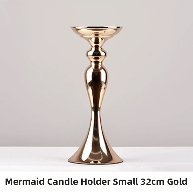 Mermaid Display Stand — zliatina, držiak na sviečky a váza na kvety, moderný svadobný dekor