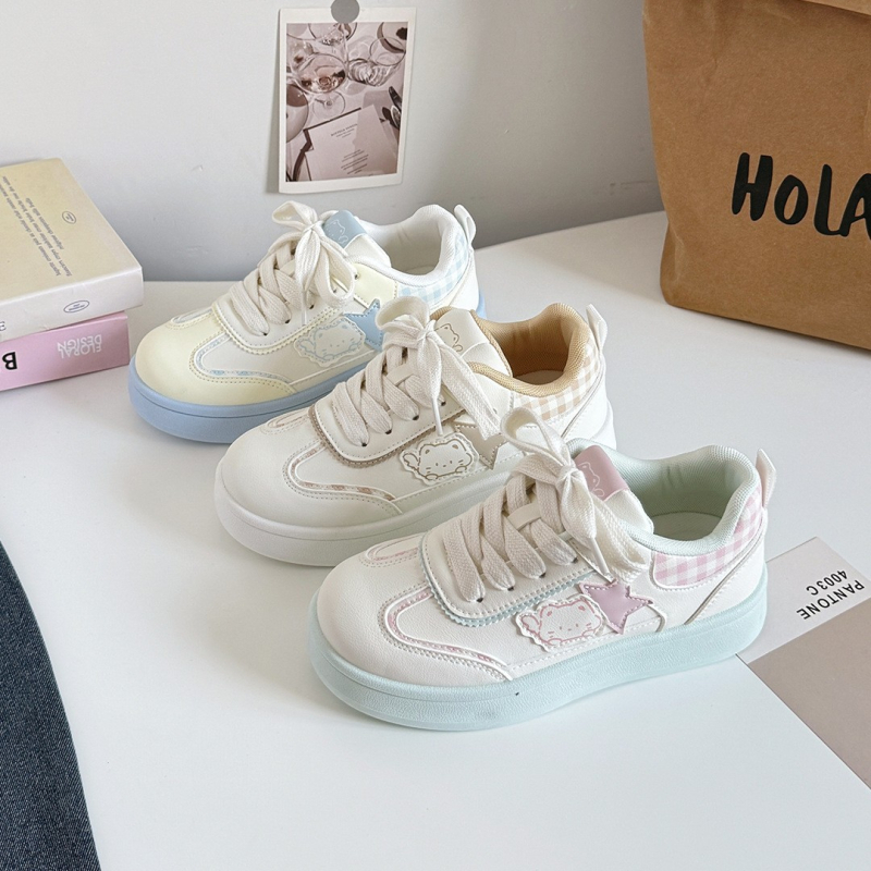 B2320 Korėjos versija: Drobės sportbačiai su stora padu, raišteliai, vulkanizuotas padas