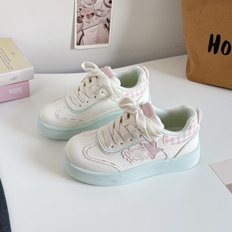 B2320 Korėjos versija: Drobės sportbačiai su stora padu, raišteliai, vulkanizuotas padas