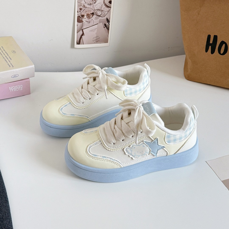 B2320 Korėjos versija: Drobės sportbačiai su stora padu, raišteliai, vulkanizuotas padas