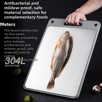 Nerezová oceľová doska na krájanie – prenášateľná, protišmyková, antibakteriálna, odolná voči plesniam, potravinárskej kvality