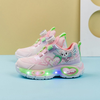 Laste jooksejalatsid karikatuurimustriga, PU ülemine, kummist talla, pöörlevate nuppude kinnitusega, 1–3 aastat